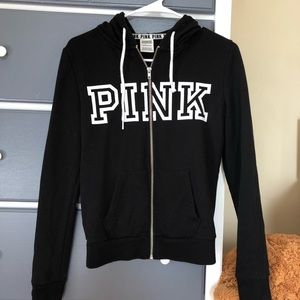 VS PINK BLACK ZIP UP SWEATSHIRT